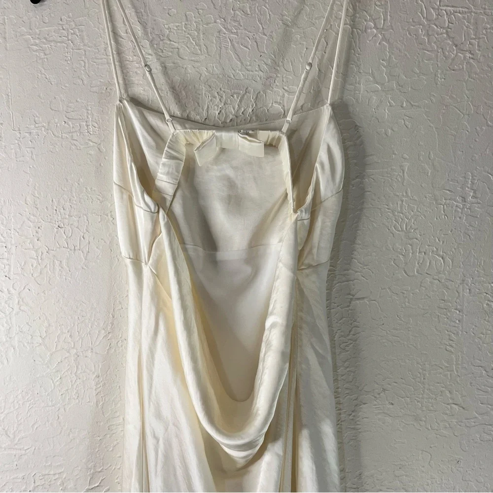 The A&F Julia Slip Cowl Back Bow Maxi Dress in Pearl White